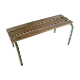 Banc d'école en bois et métal années 60-70