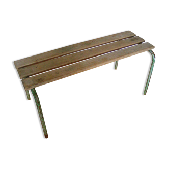 School in wood and metal 60 - 70s bench