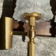 Old pair of wall sconces by Maison Lunel in brass and glass.