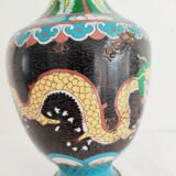 Chinese partitioned enamel vase decor dragons