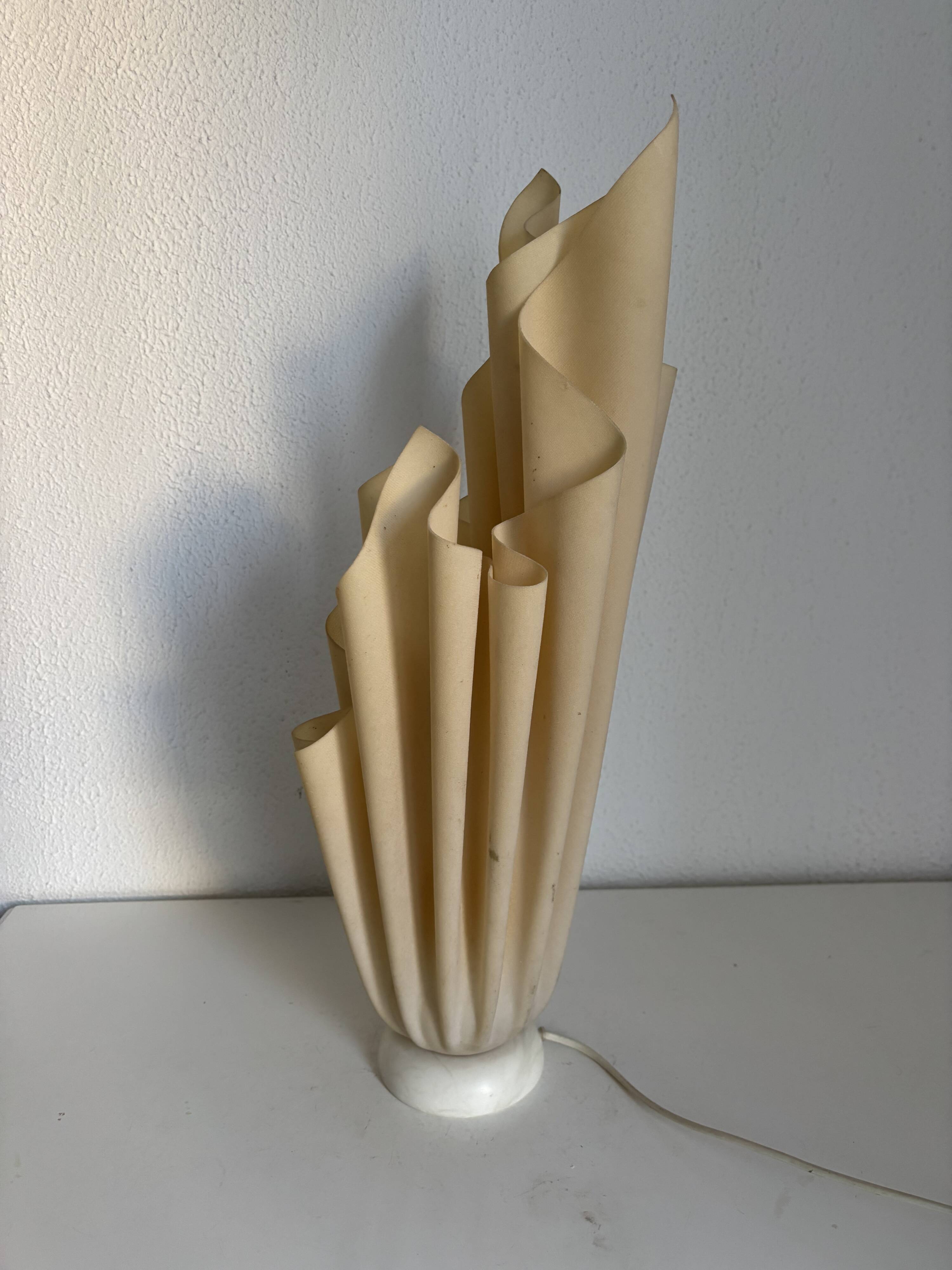 Vintage 1970 Athéna lamp by Georgia Jacob, draped in light salmon - 50 cm