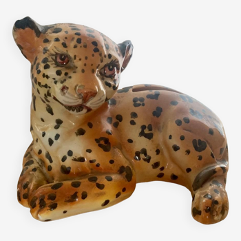 Porcelain leopard piggy bank