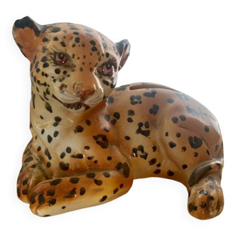 Tirelire léopard en porcelaine