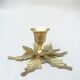 Brass candlestick in the shape of holly leaves _ bohemian chic candlestick