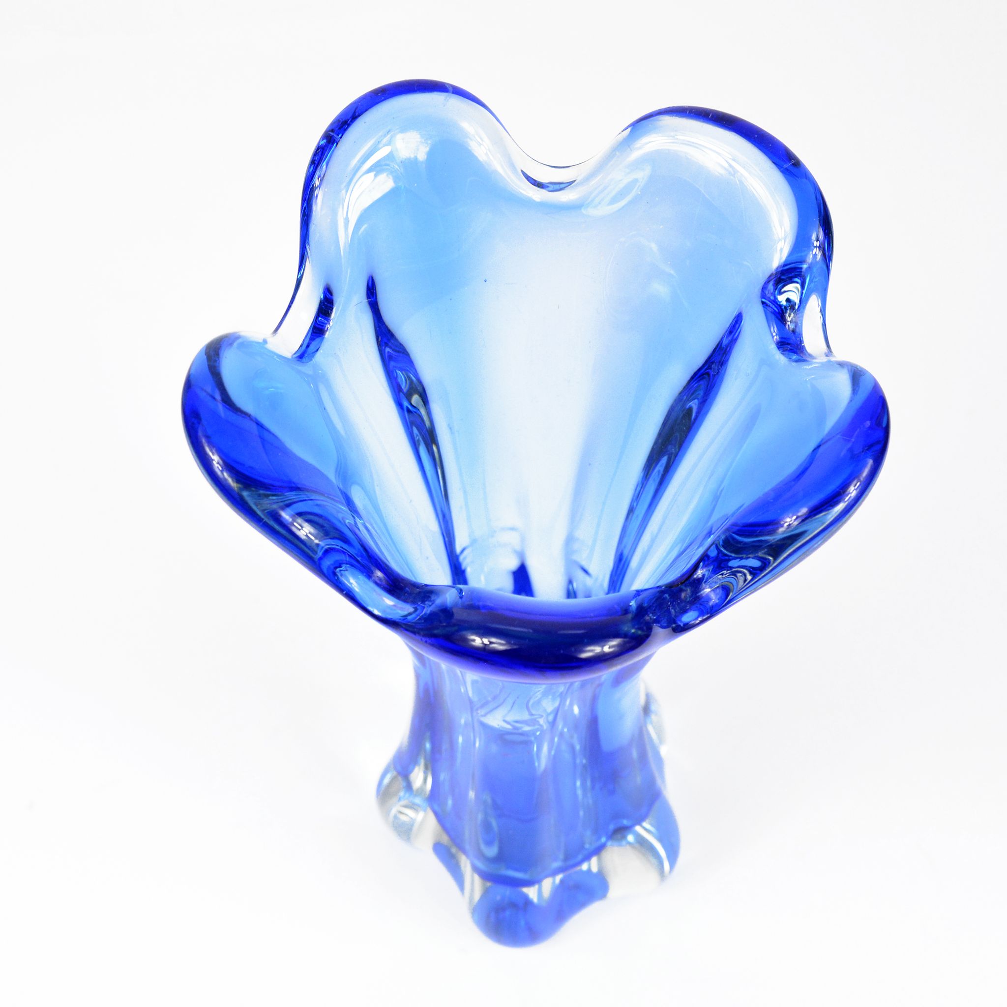 1960s cobalt vase, designed by J. Hospodka, Chribska Sklarna, Czechoslovakia