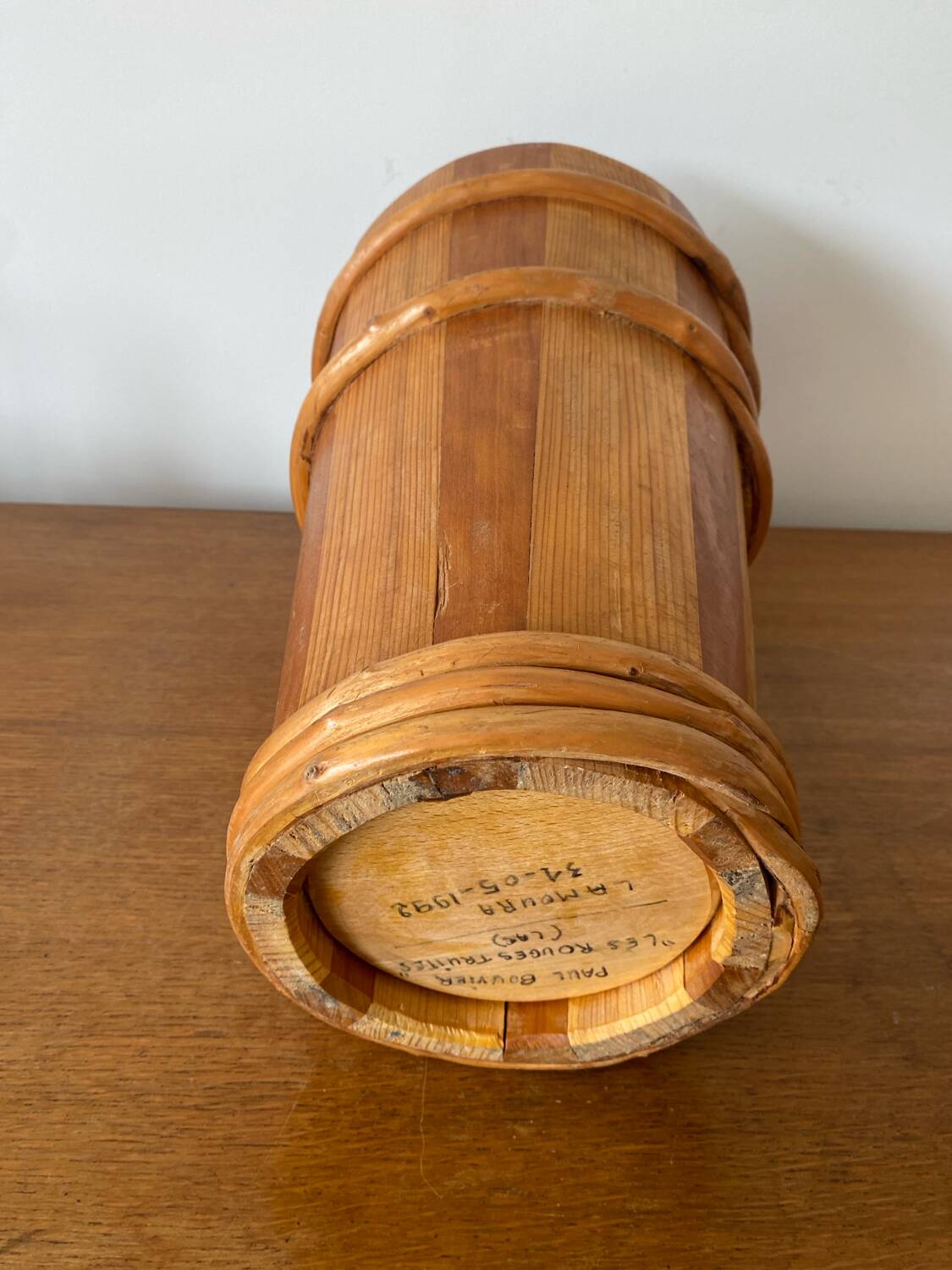Antique Wooden Barrel Style Umbrella Stand Vintage Decor