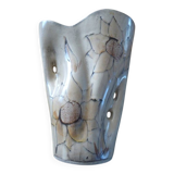 Beige colored vase from the vallauris brand with flower pattern