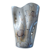 Beige colored vase from the vallauris brand with flower pattern