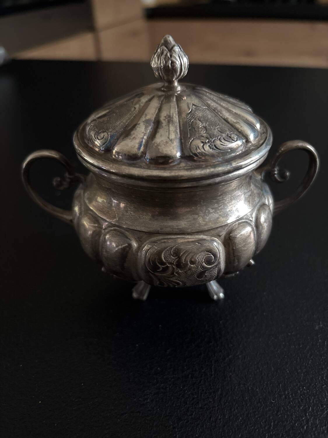 Antique silver sugar bowl