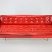 1970s Red Leatherette Sofa ,Czechoslovakia
