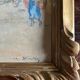 Sunny terrace table on market day signed (Ch. Blondel?)