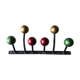Wall coat rack in wrought iron, 6 balls of colors in wood bis