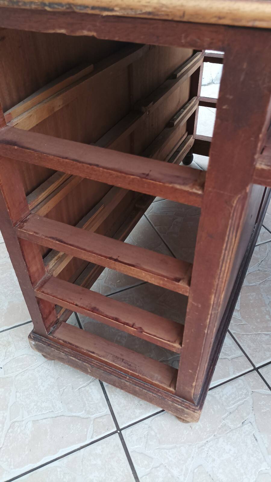 Vintage double-sided mahogany desk with 18 drawers.