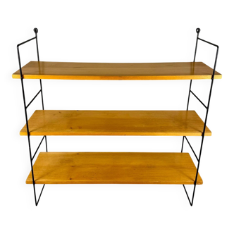 Étagère murale vintage avec trois étagères en placage bois