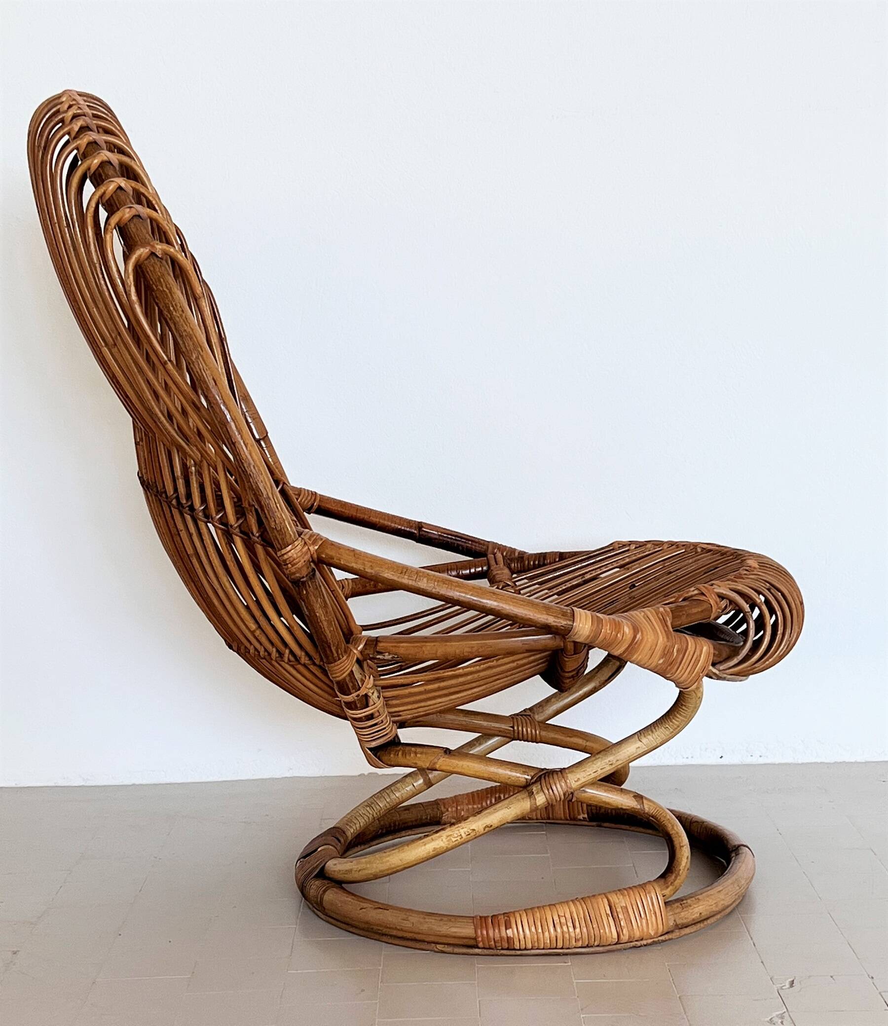 Giovanni Travasa for Bonacina Bamboo Lounge Chair, 1950s