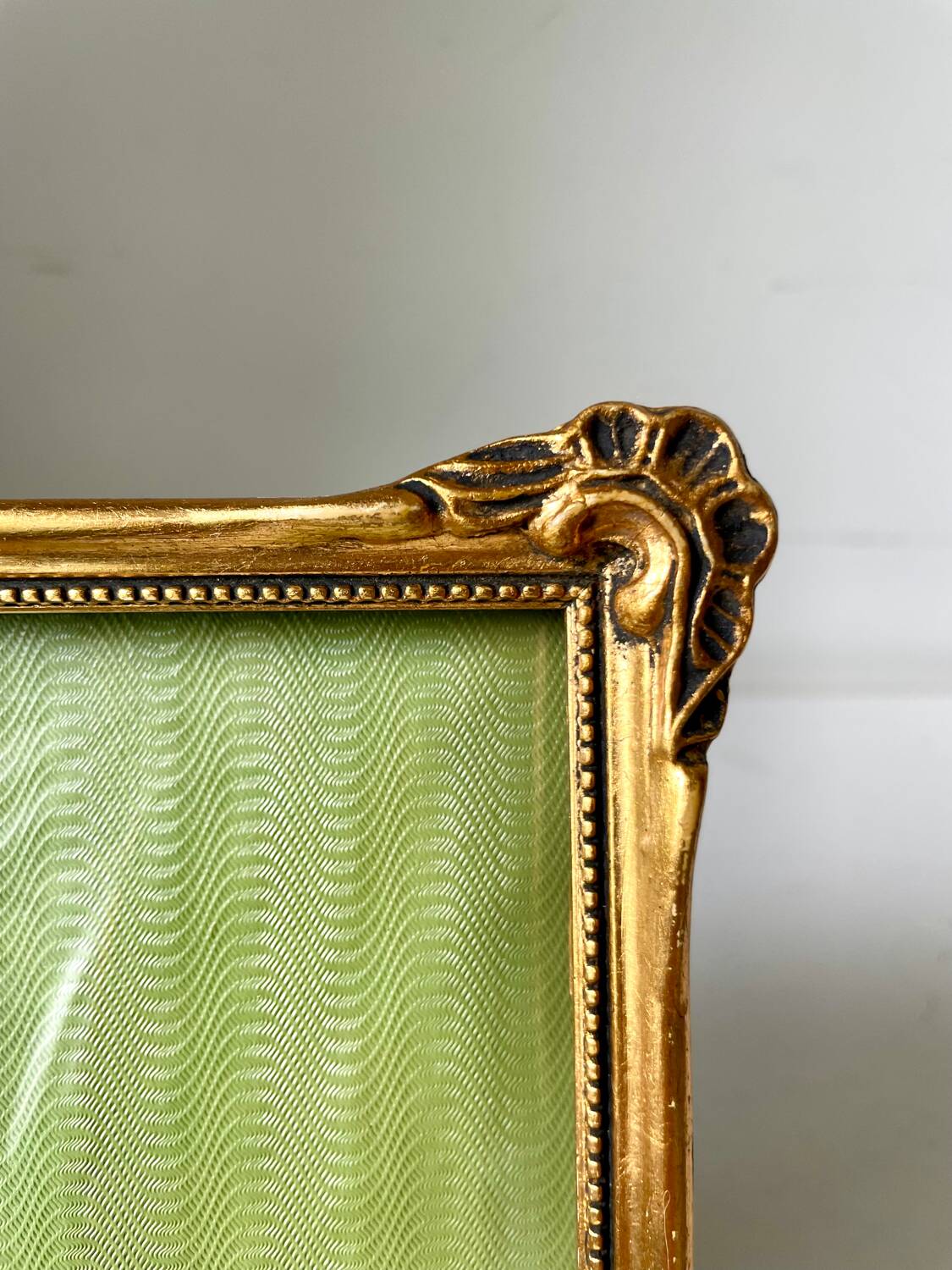 Antique ART NOUVEAU gilded Wooden Frame  18.5 cm x 14.5 cm CONVEX Glass