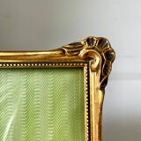 Cadre antique en bois doré art nouveau 18,5 cm x 14,5 cm verre convexe