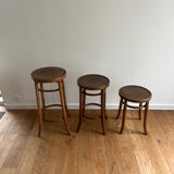 Set of 3 curved wooden bistro stools – Michael Thonet style –