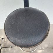 pair of high stools, leather, vintage, industrial