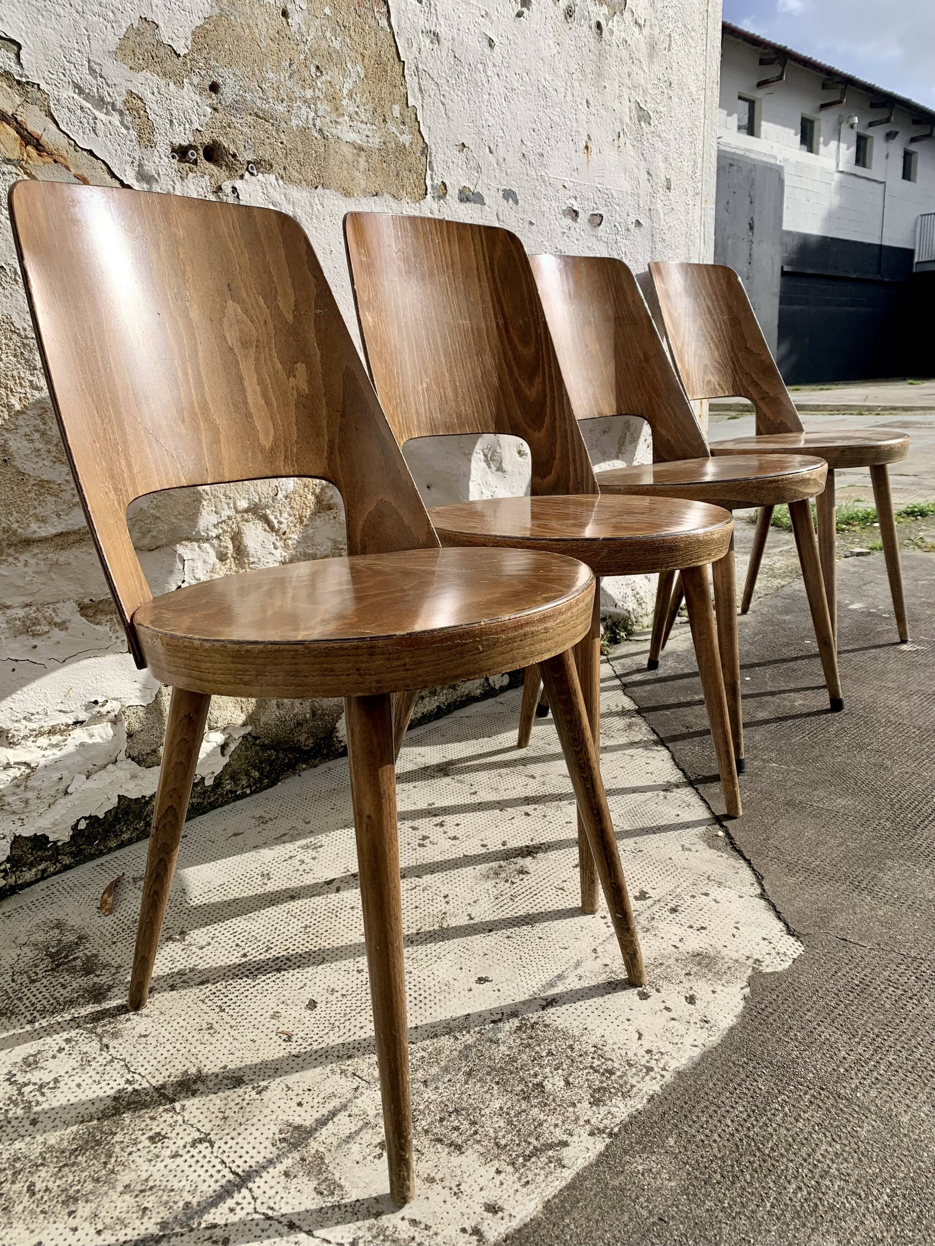 Ensemble de 4 chaises de bistrot baumann
