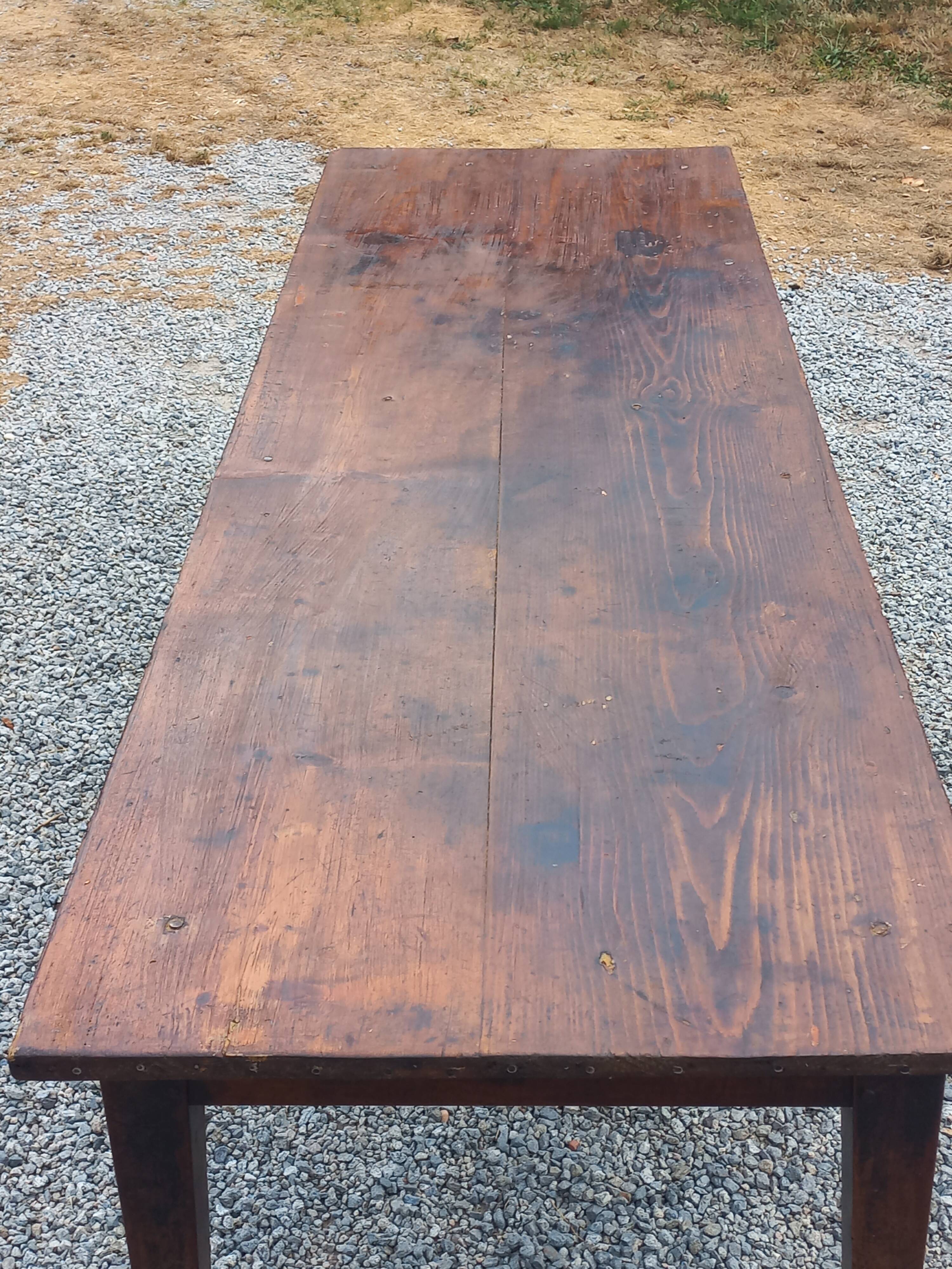 19th century farmhouse table with spindle legs, 225cm