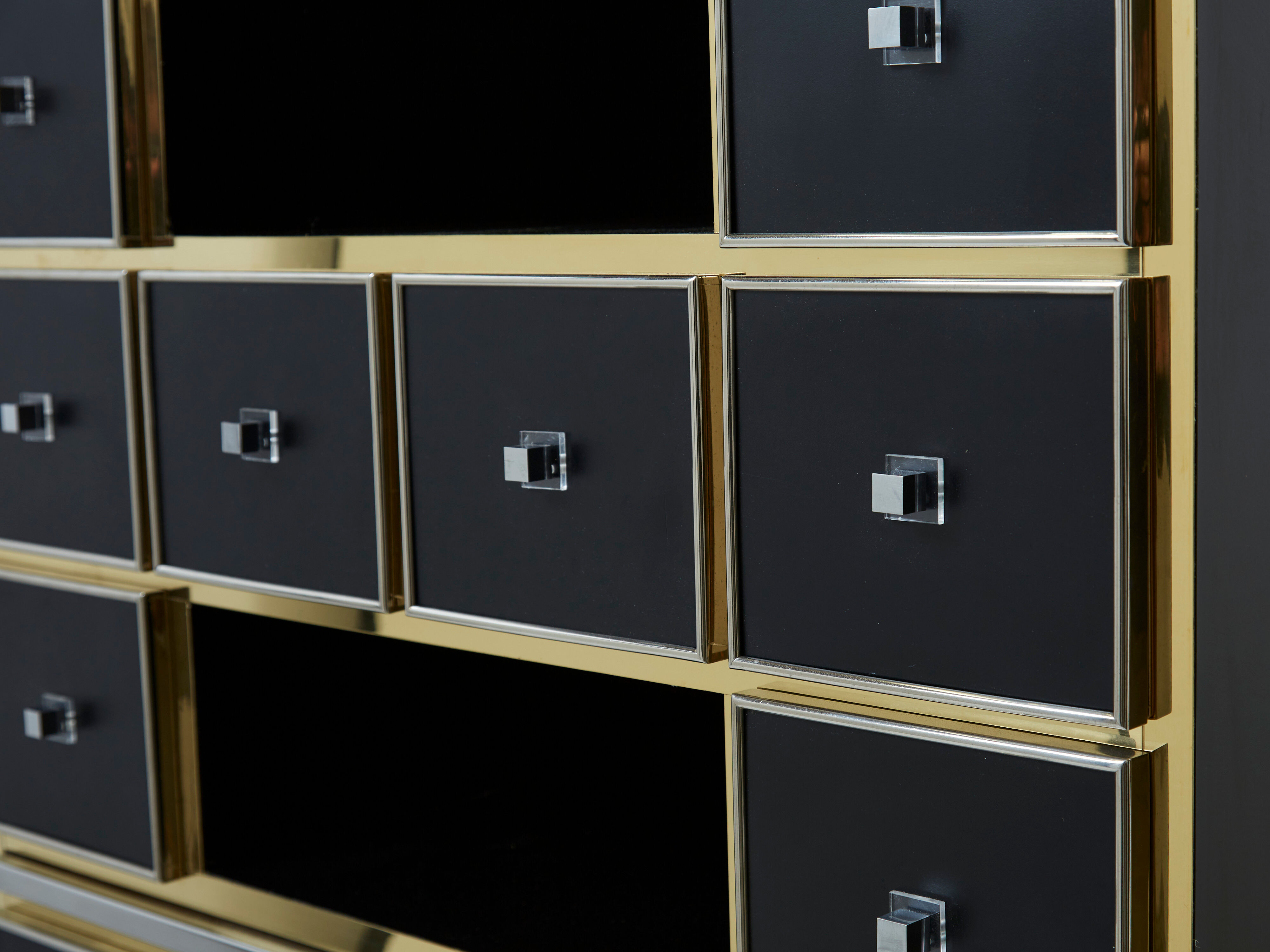 Secretary brass chrome lacquer Michel Pigneres 1970