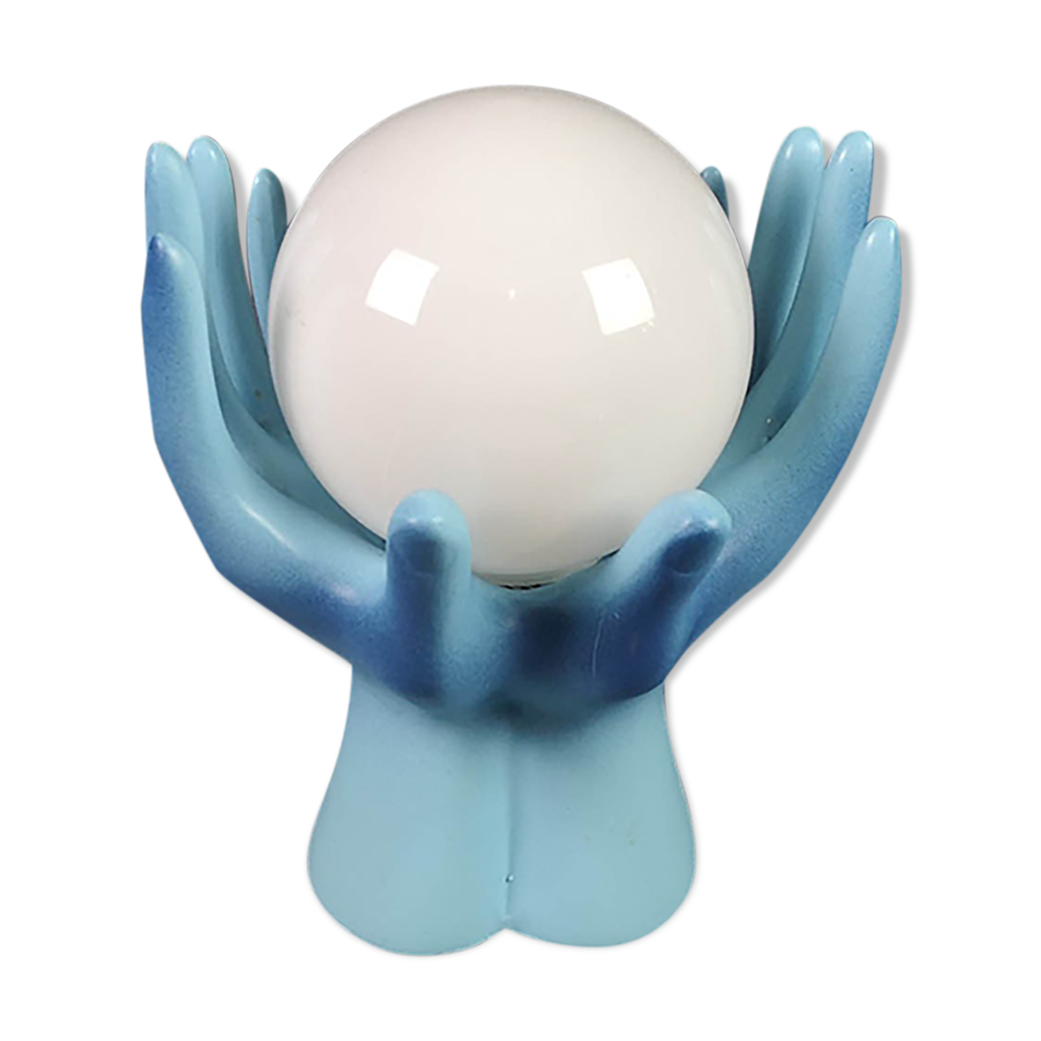 Vintage lamp hands and opal globe - blue - vintage luminaire