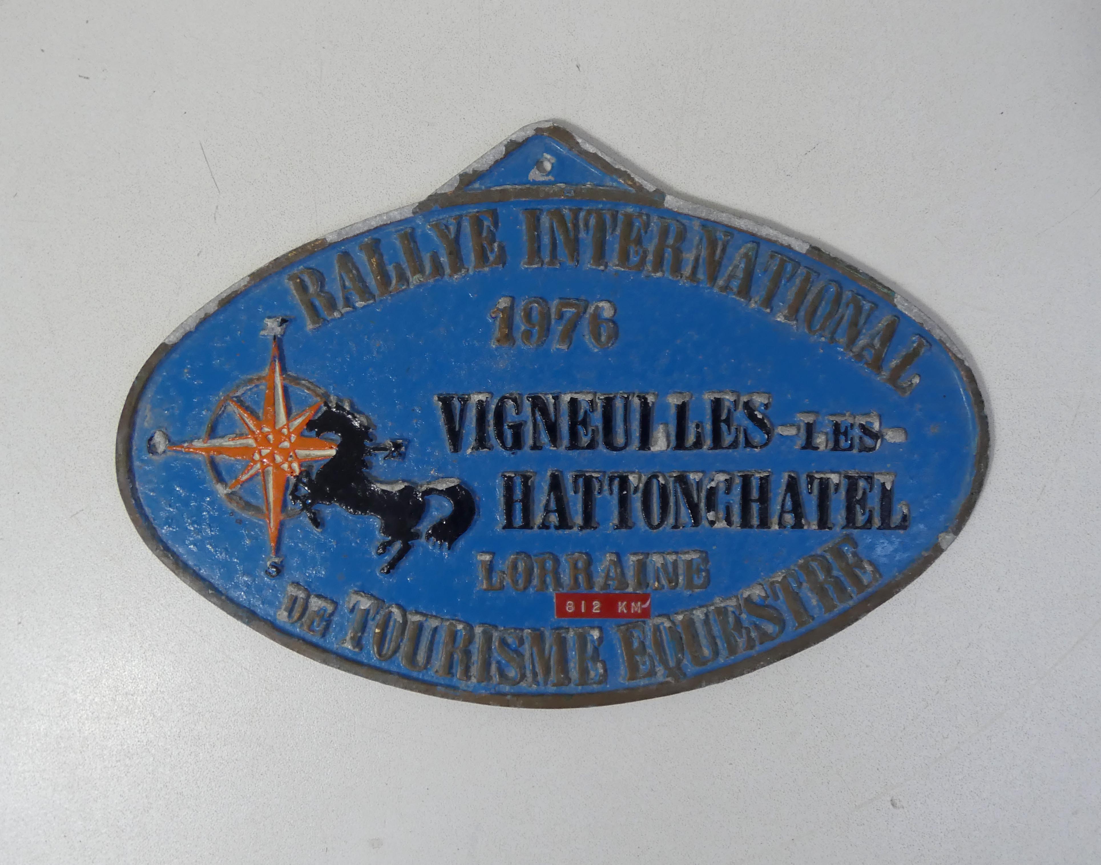 Old equestrian equestrian competition plate rally lorraine 1976