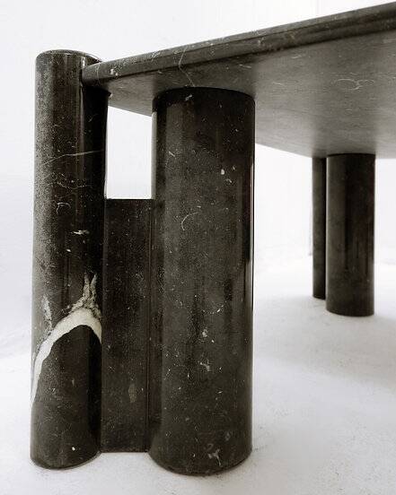 Mid-century modern Black marble square coffee table - 1970s