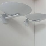 Pair of vintage wall lights, white lacquered metal, France 1970