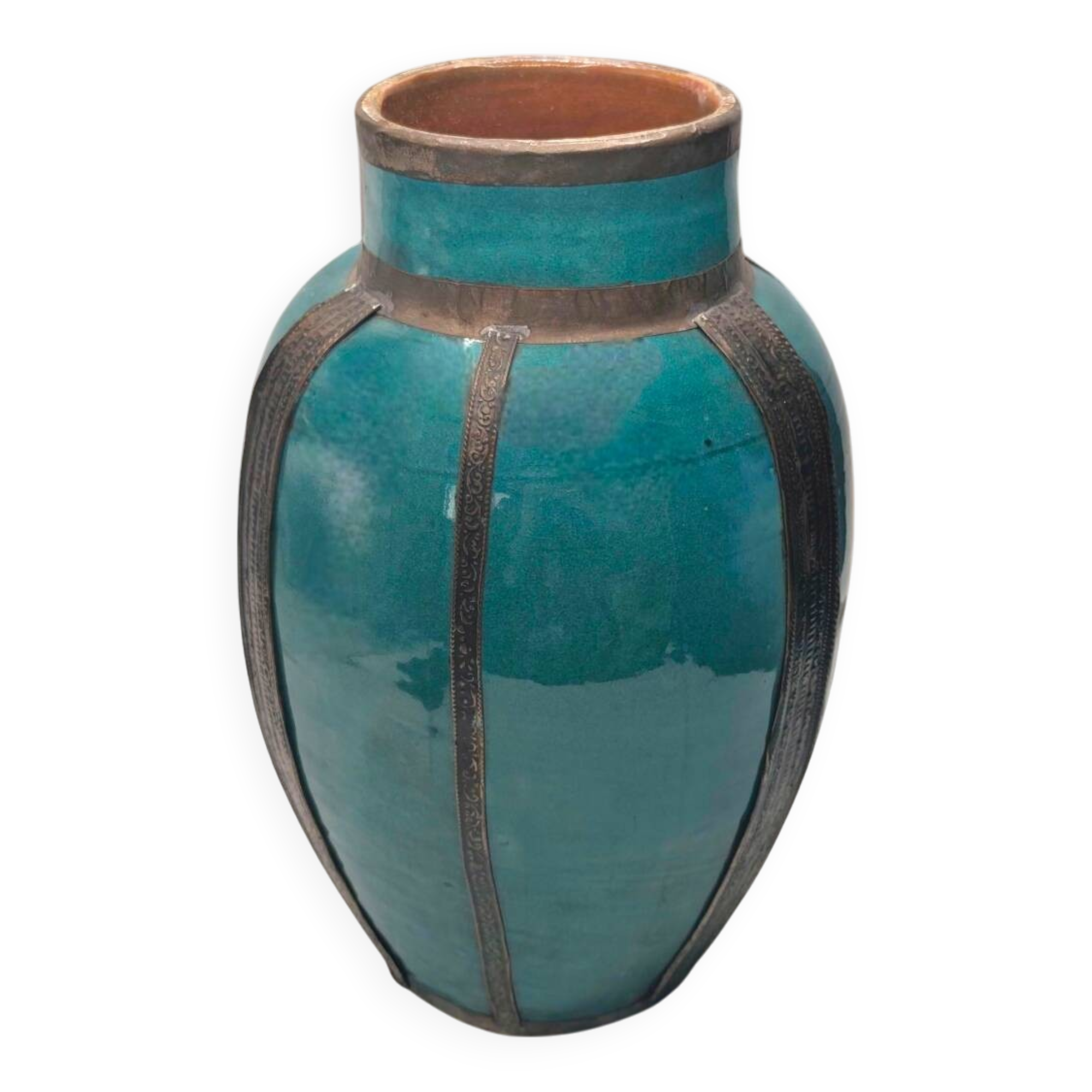 Vintage Early 20th Century Middle Eastern Ceramic Vase - Turquoise Glaze
