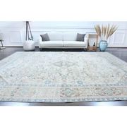 1970s Vintage Persian Handmade Wool Cotton Light Beige Area Rug