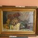 Peinture à l'huile nature morte bouquet de dahlias signé Marius Dalon, début XXème