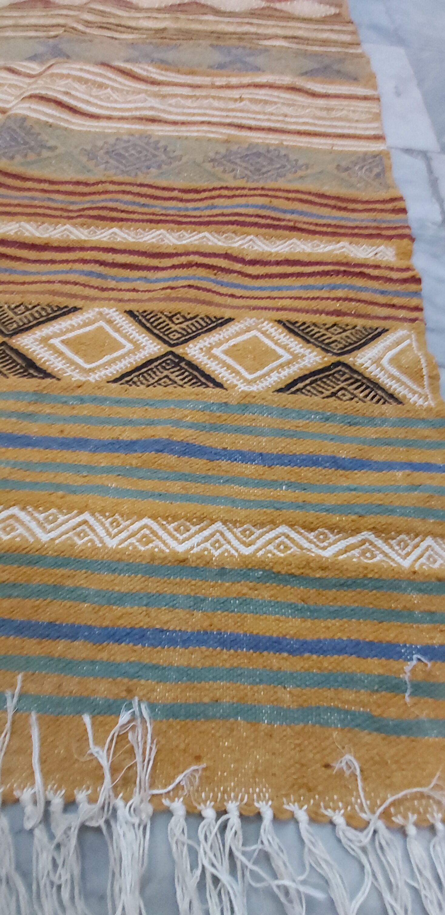 Handmade Berber yellow carpet 180-100cm