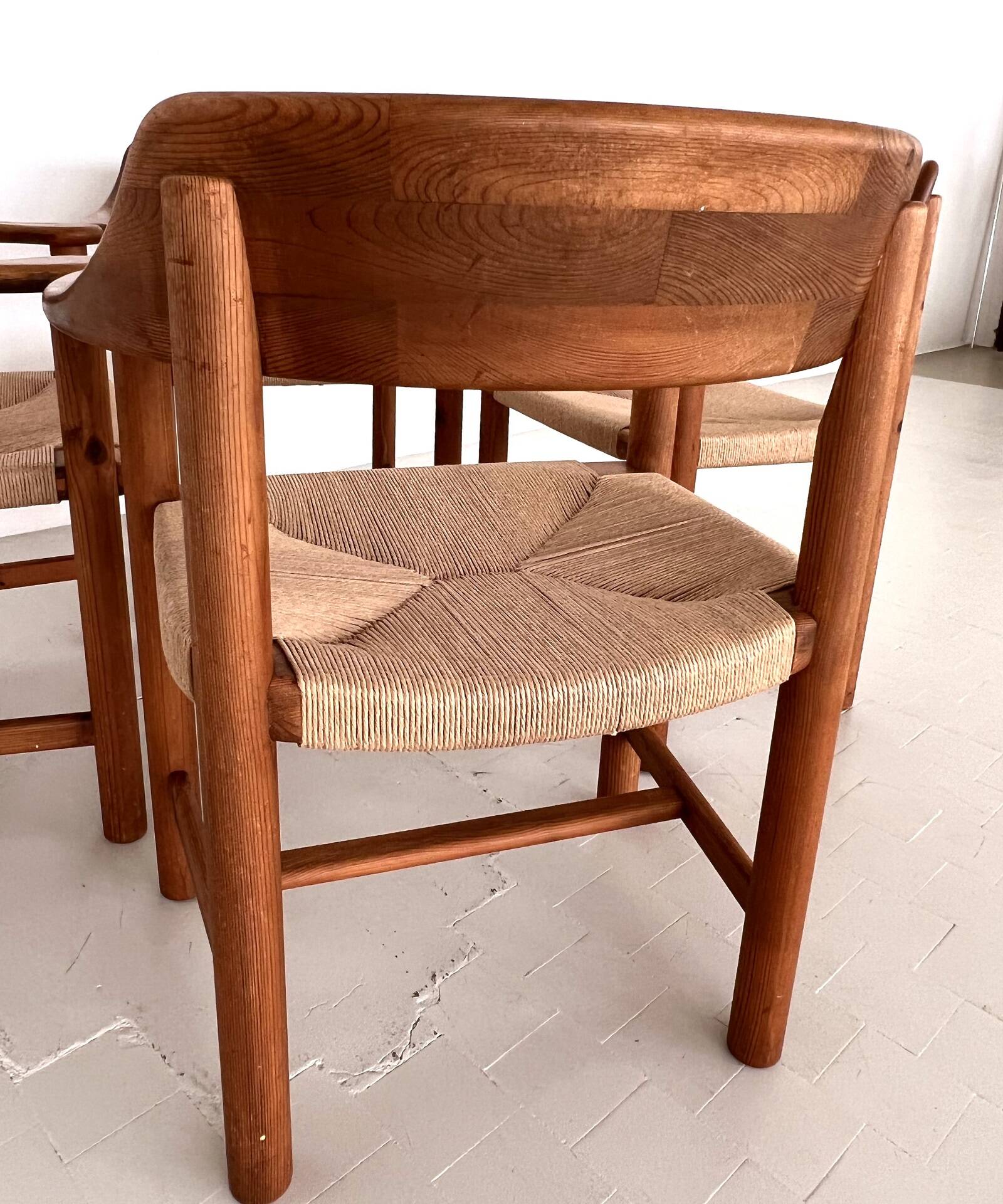 Rainer Daumiller Dining Chairs in Pine and New Paper Cord, 1970s