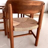 Rainer Daumiller Dining Chairs in Pine and New Paper Cord, 1970s