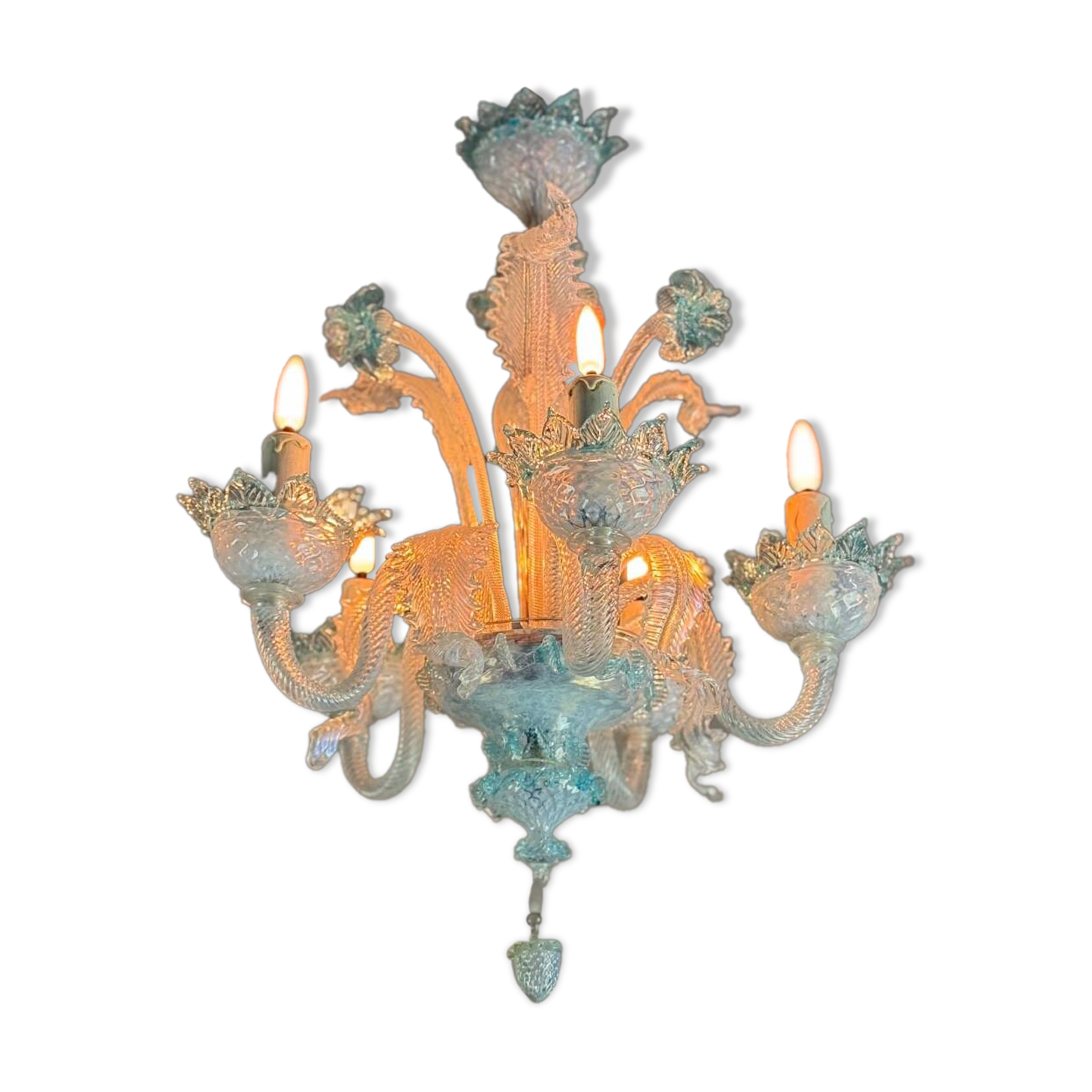 Venetian Murano Glass Chandelier in Shades of Blue, Circa 1950