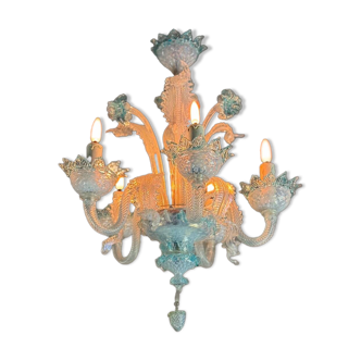 Venetian Murano Glass Chandelier in Shades of Blue, Circa 1950