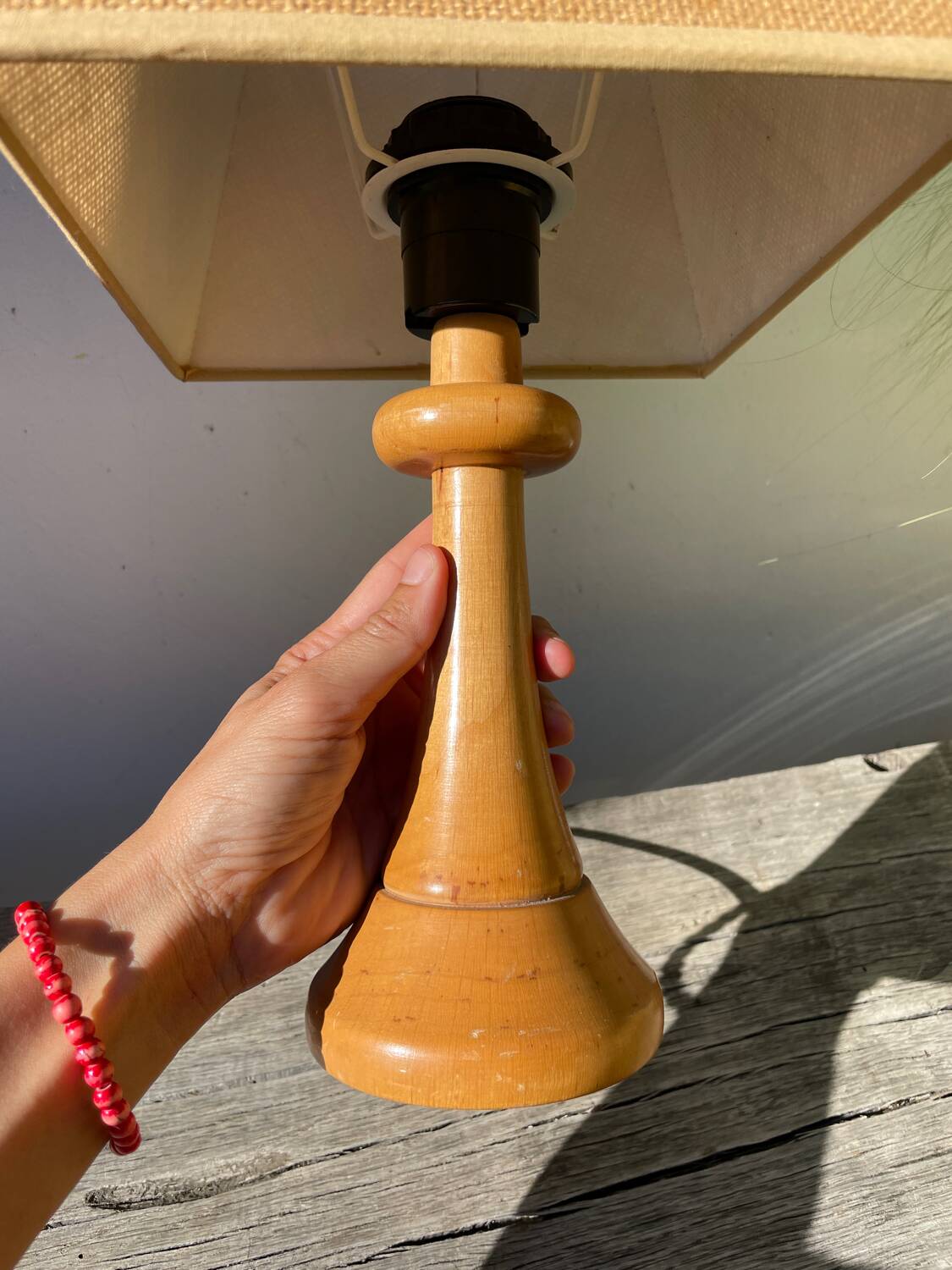 Light turned wood lamp o
