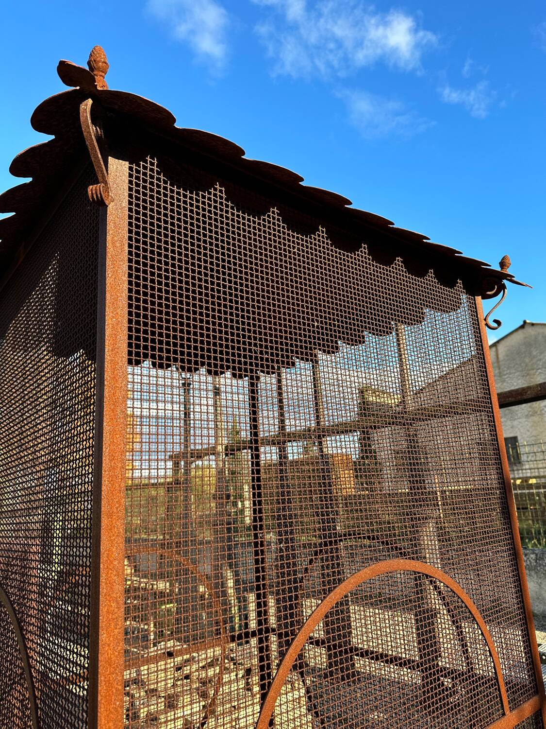 Handcrafted wrought iron aviary