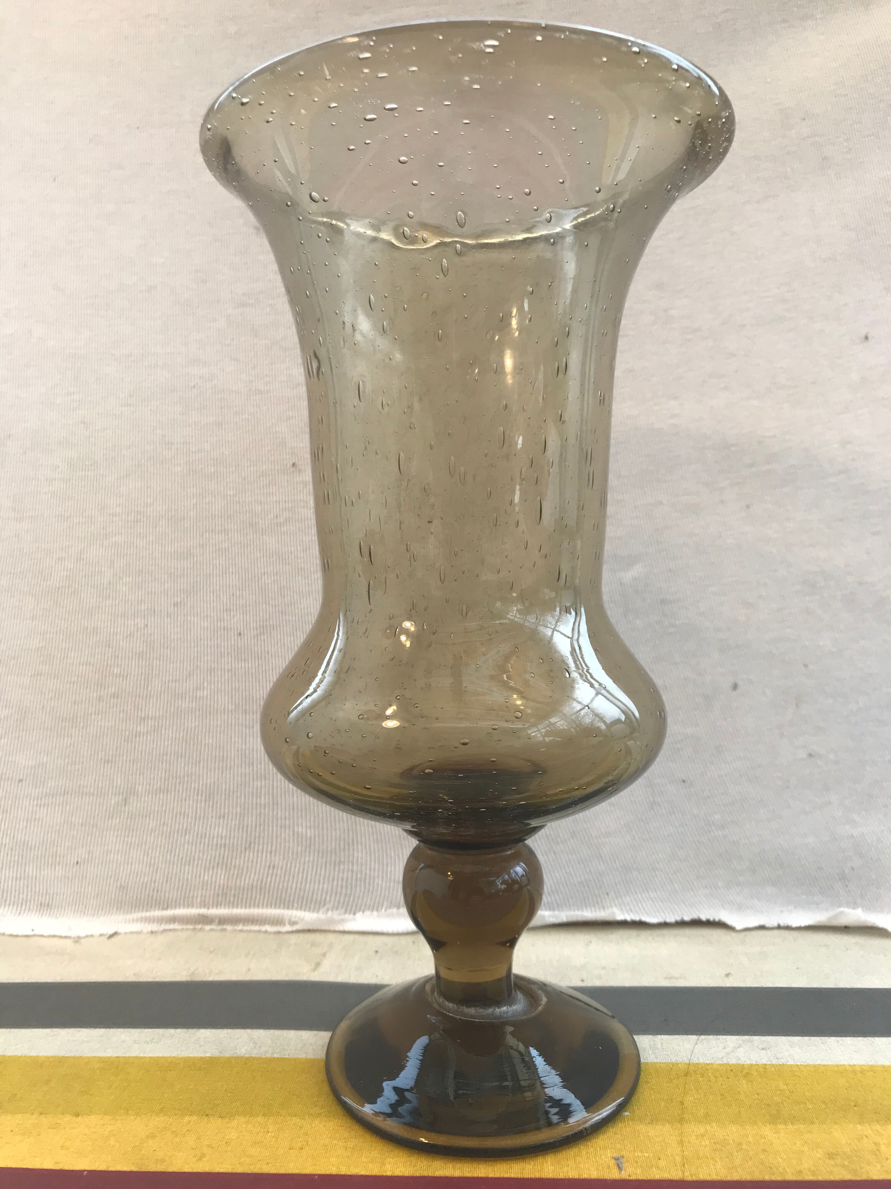 Old vase  blown glass bullé grey vintage decoration