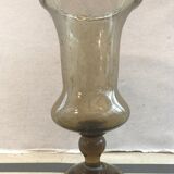 Vase verre soufflé bullé gris décoration vintage