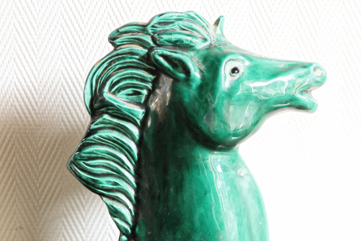 Green earthenware horse