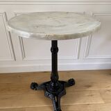 Bistro table, vintage side table, cast iron legs, imitation resin top