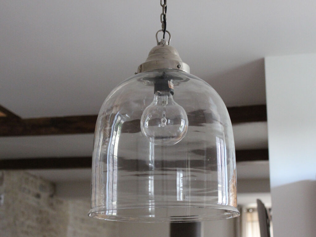 Glass bell hanging lamp