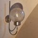 Stainless vintage design wall light  and 70s striated glass globe