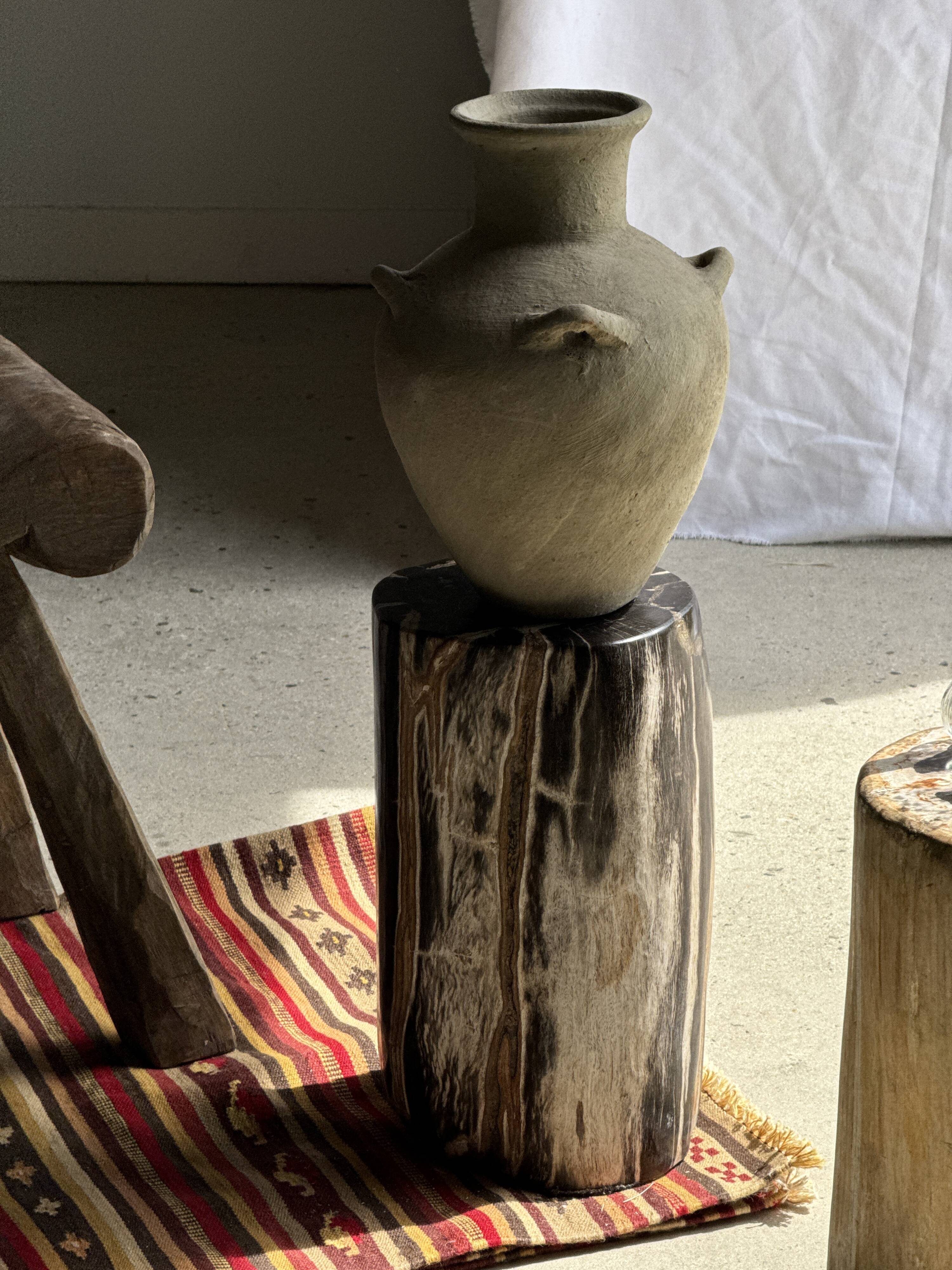 Table d'appoint en bois pétrifié noir