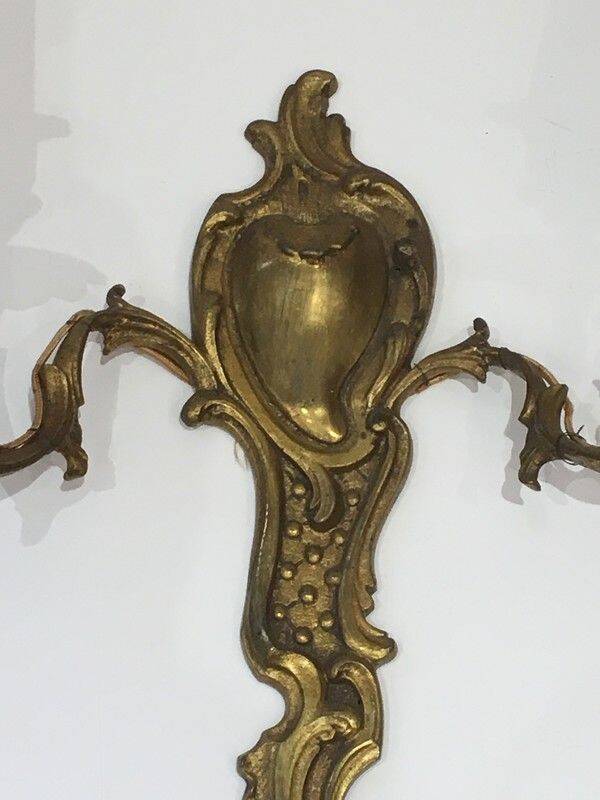 Pair of Louis XV style bronze wall sconces