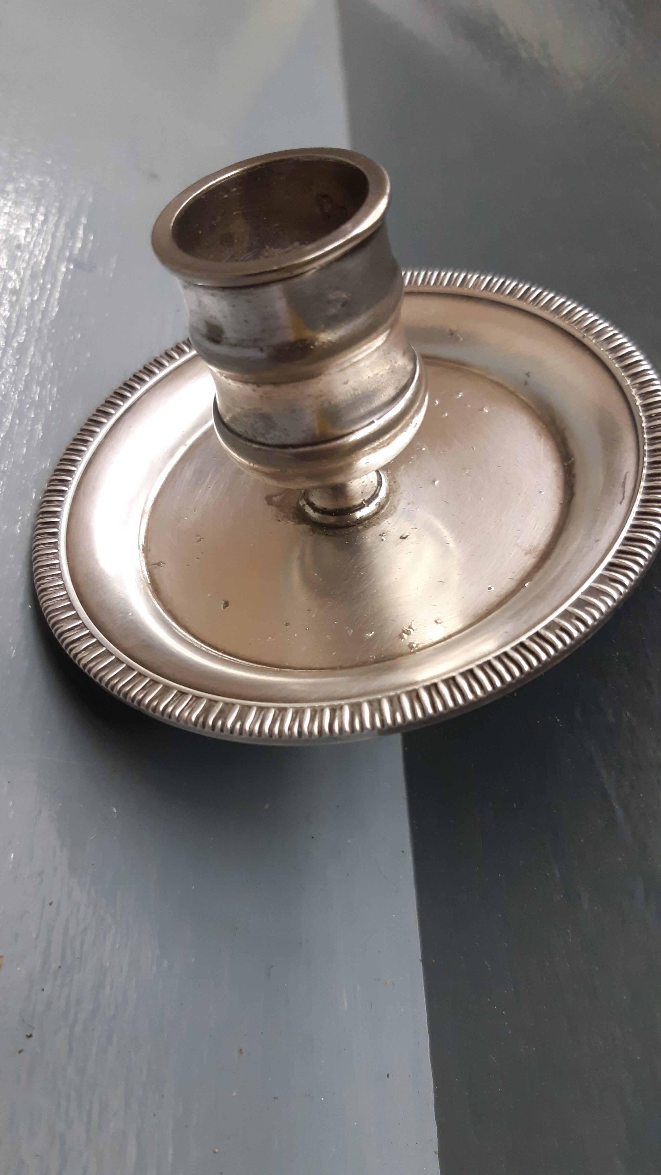 Small silver metal candle holder