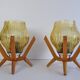Pair of mid-century Wooden Design Table Lamps,by Dřevo Humpolec,1970's.